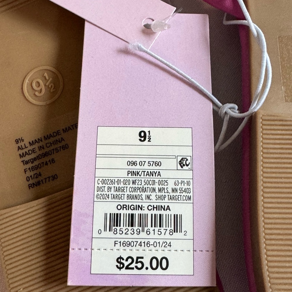 Wild Fable Pink Slip-On Sandals with Square Toe rhinestone heart 9.5 - Picture 5 of 6